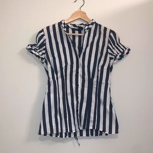 Zara - Navy and white striped blouse